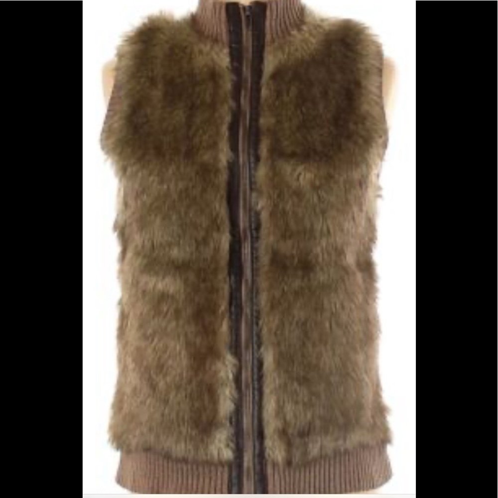 Cynthia Rowley vest women’s size medium brown Faux Fur vest